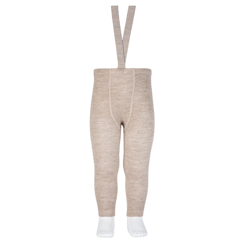 Ull leggings u/ fot med seler Beige - Condor