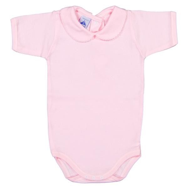 Body brodert krage - Babidu Body SS-Rosa